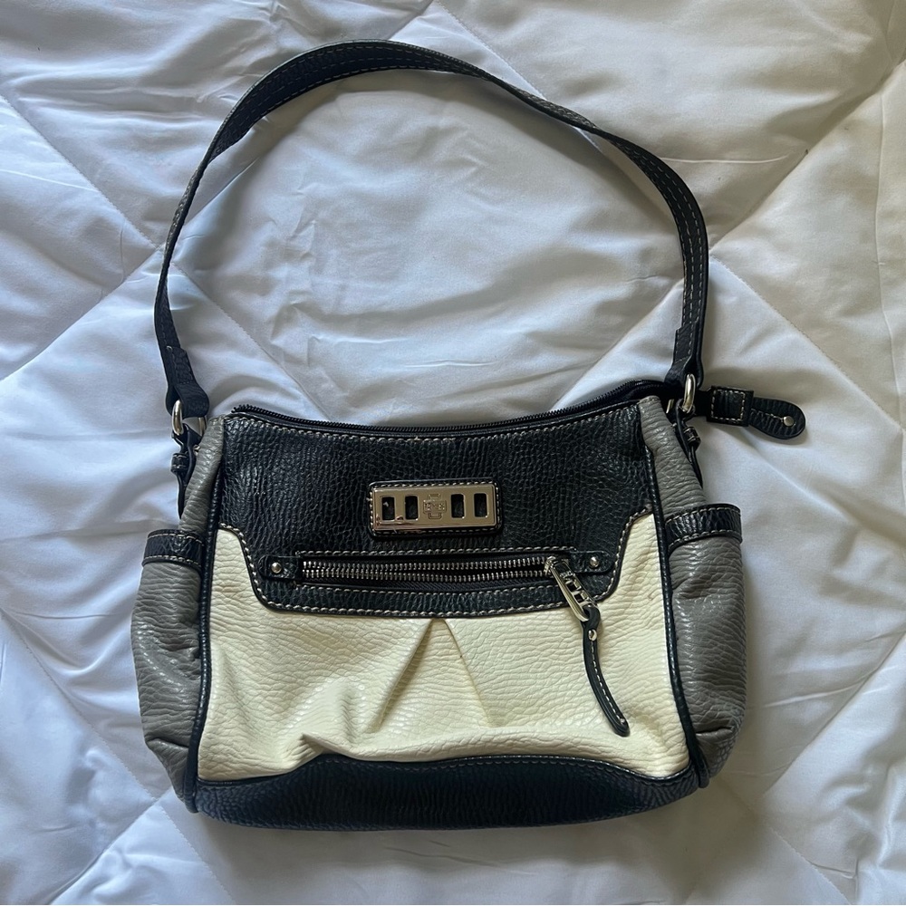 Chaps Black, Cream, and Gray Shoulder Bag